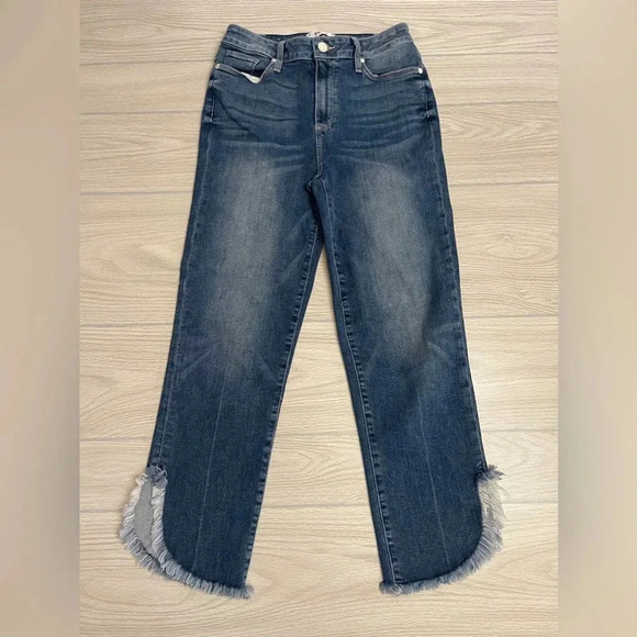 PAIGE Hoxton Straight High Rise Ankle Frayed Curved Bottom Hems Women’s Size 29 - Picture 3 of 16